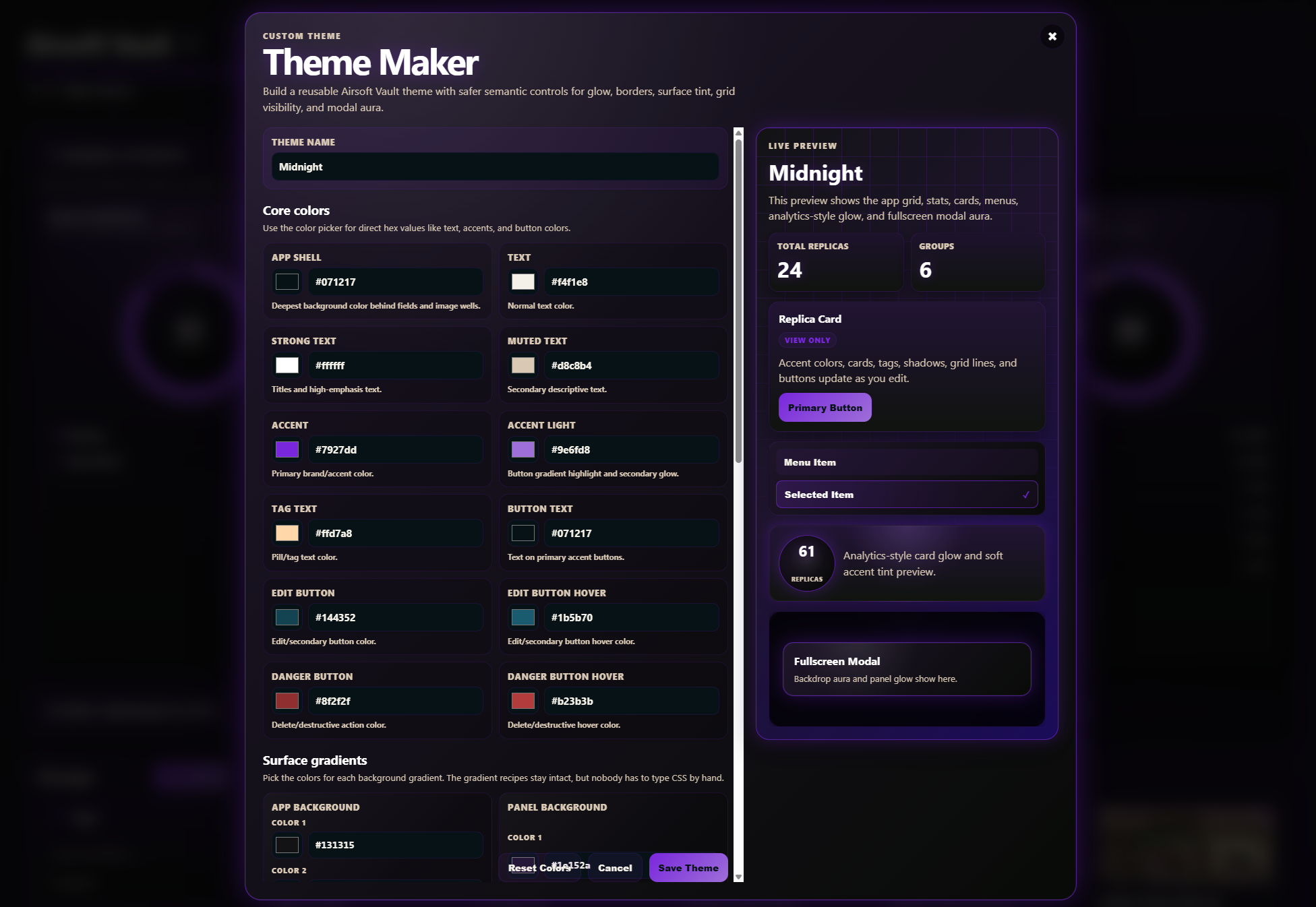 Airsoft Vault custom theme maker